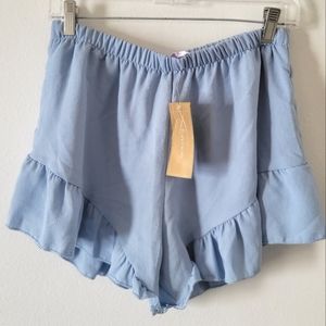 NWT Francesca's shorts light blue ruffle